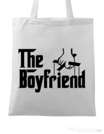 Sacosa din panza The boyfriend Alb