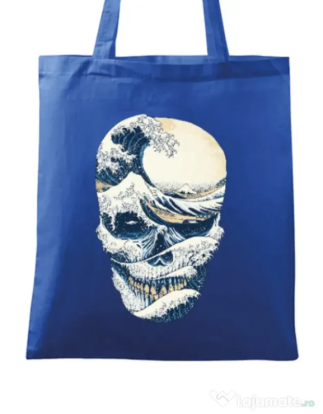 Sacosa din panza The Great Wave off Skull Albastru regal