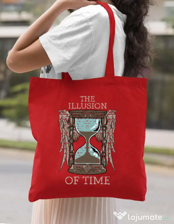 Sacosa din panza The illusion of time Rosu