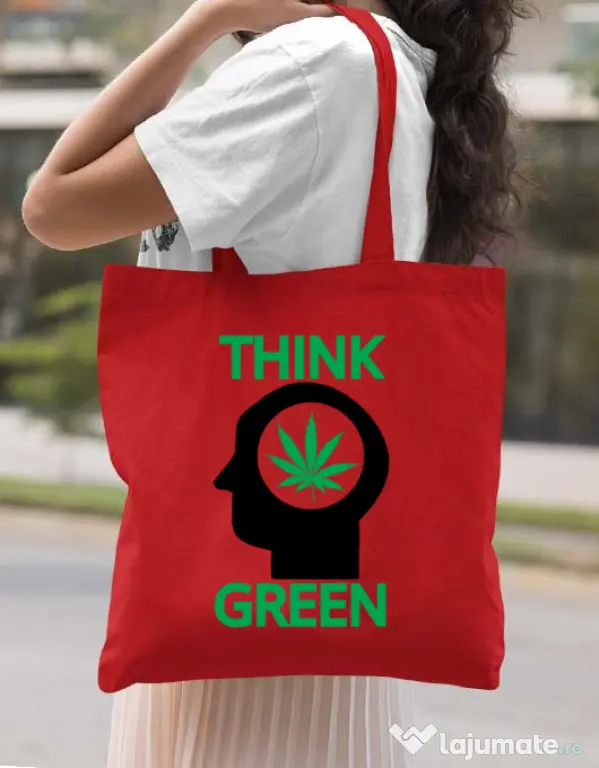 Sacosa din panza Think green Rosu