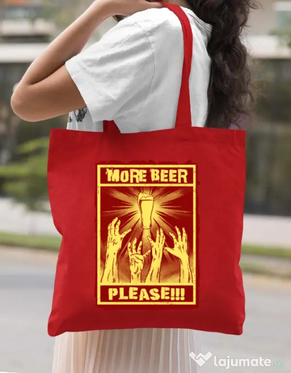 Sacosa din panza Thirsty zombies Rosu