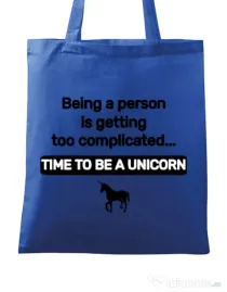 Sacosa din panza Time to be a unicorn Albastru regal
