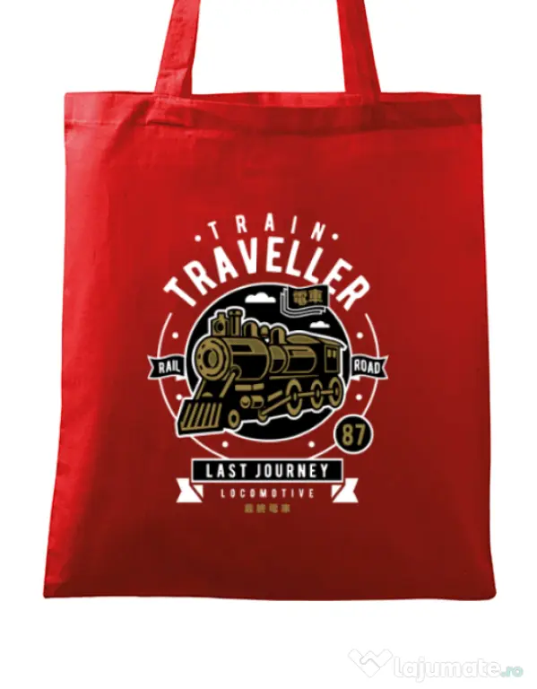 Sacosa din panza Train Traveller Rosu