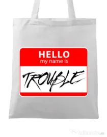 Sacosa din panza Trouble Alb