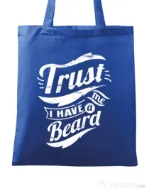 Sacosa din panza Trust me, I have a beard Albastru regal