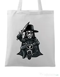 Sacosa din panza Vendetta Biker Alb