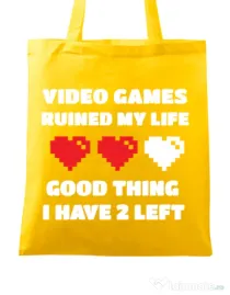 Sacosa din panza Video games ruined my life Galben