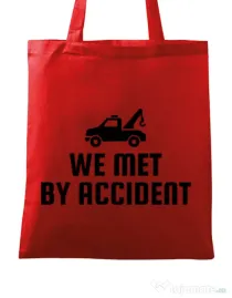 Sacosa din panza We met by accident Rosu