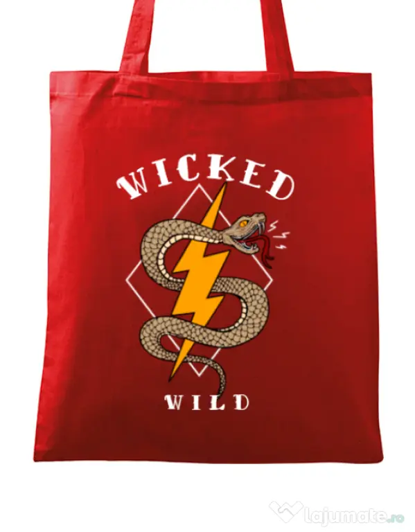 Sacosa din panza Wicked wild Rosu