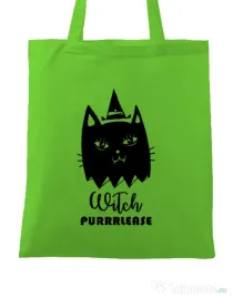Sacosa din panza Witch Purrrlease Verde mar