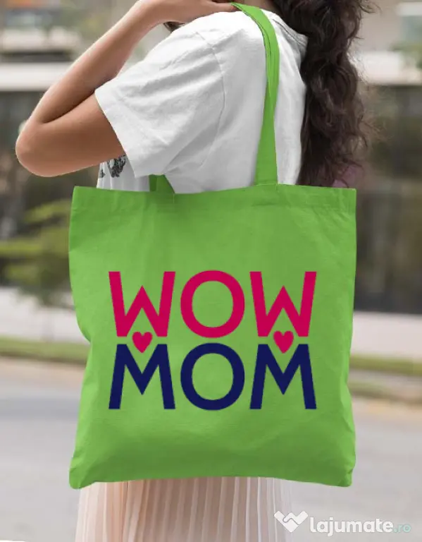Sacosa din panza Wow mom Verde mar