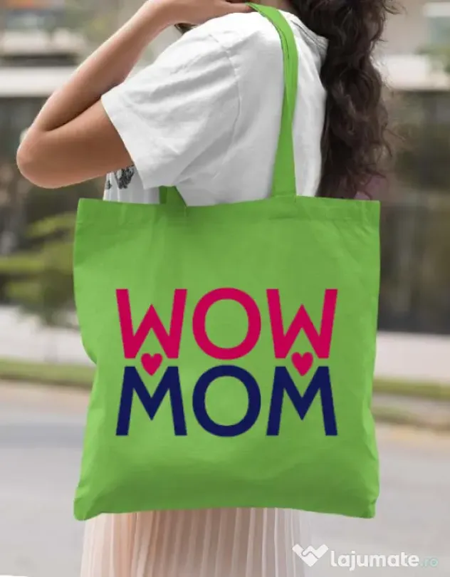 Sacosa din panza Wow mom Verde mar