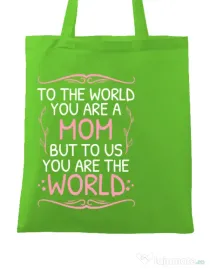 Sacosa din panza You are the world Verde mar