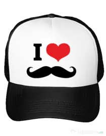 Sapca personalizata I love moustaches Alb