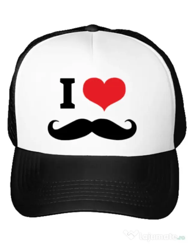 Sapca personalizata I love moustaches Alb