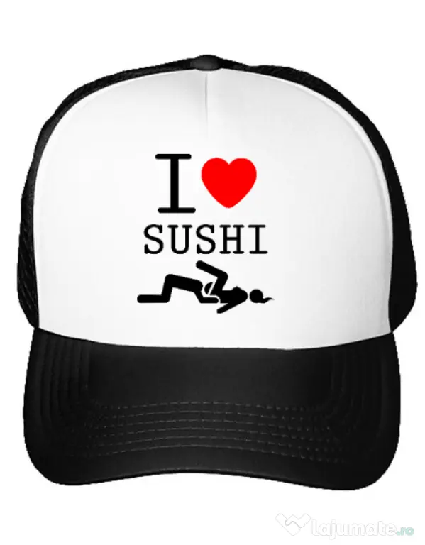 Sapca personalizata I love sushi Alb