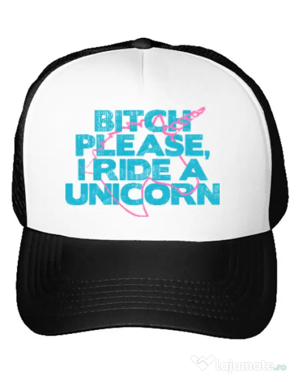 Sapca personalizata I ride a unicorn Alb