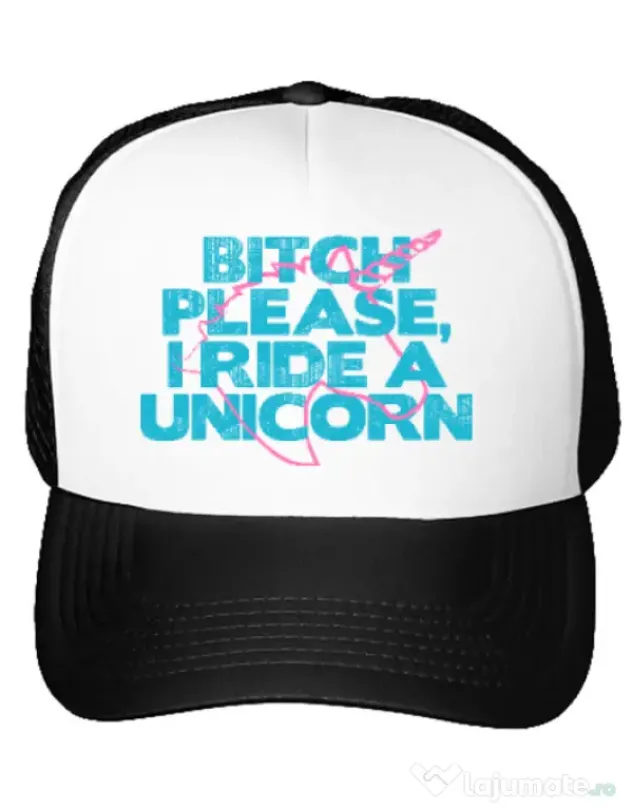 Sapca personalizata I ride a unicorn Alb