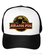 Sapca personalizata Jurassic Pug Alb