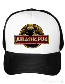Sapca personalizata Jurassic Pug Alb