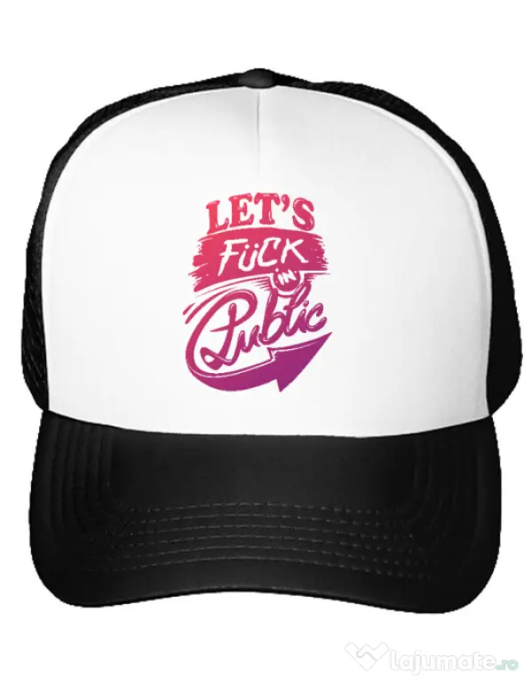 Sapca personalizata Let's fuck in public Alb