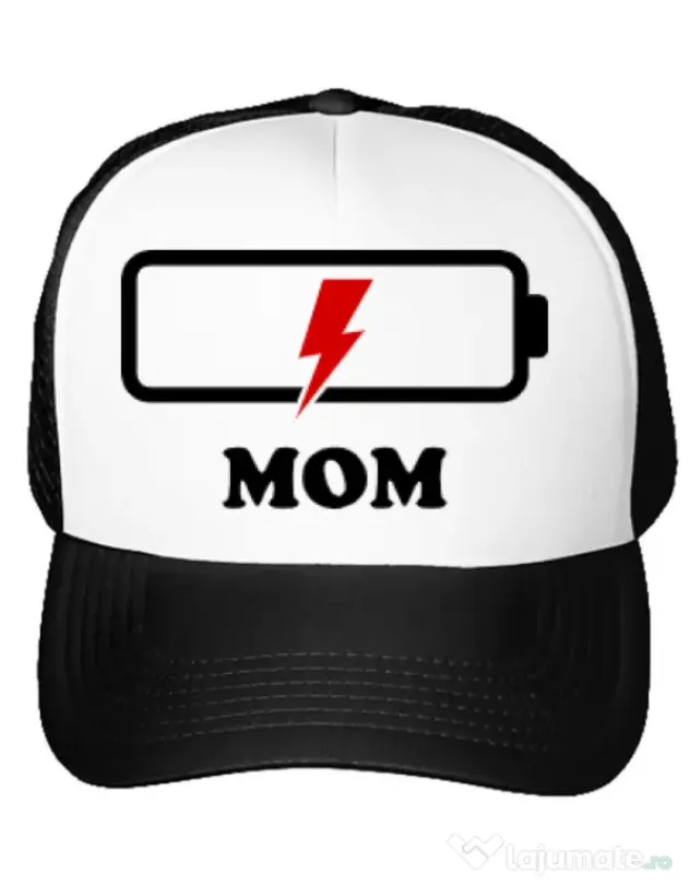 Sapca personalizata Mom battery Alb