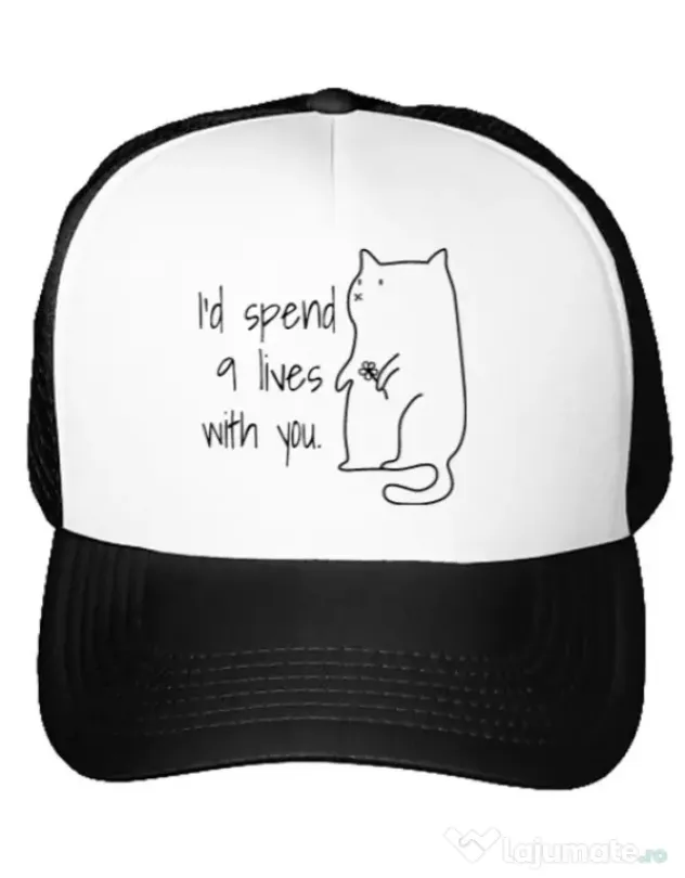 Sapca personalizata Nine lives Alb