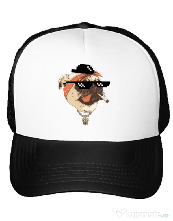 Sapca personalizata Pug Life Alb