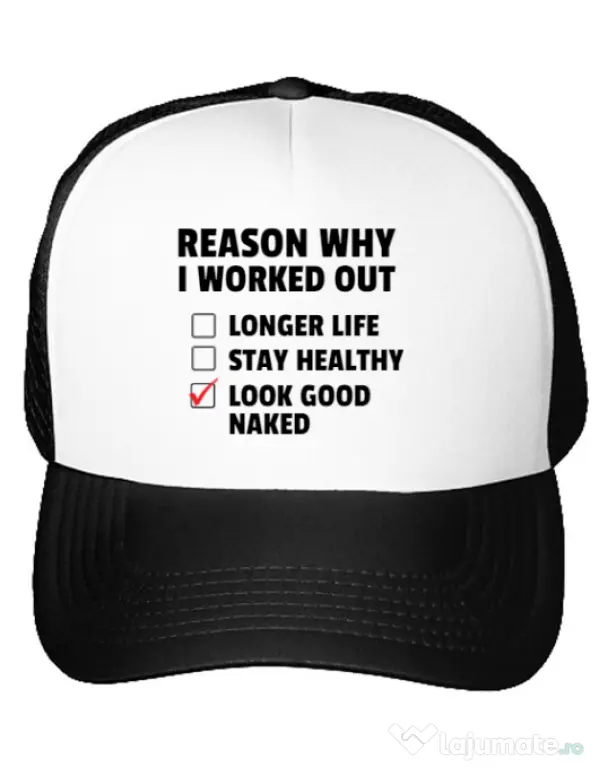 Sapca personalizata Reason why I work out Alb