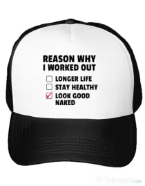 Sapca personalizata Reason why I work out Alb