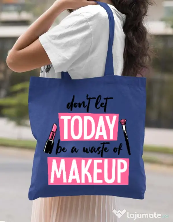 Sacosa din panza A waste of makeup Albastru regal