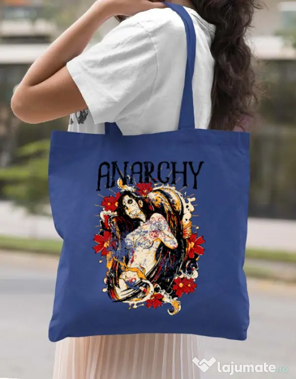 Sacosa din panza Anarchy angel Albastru regal