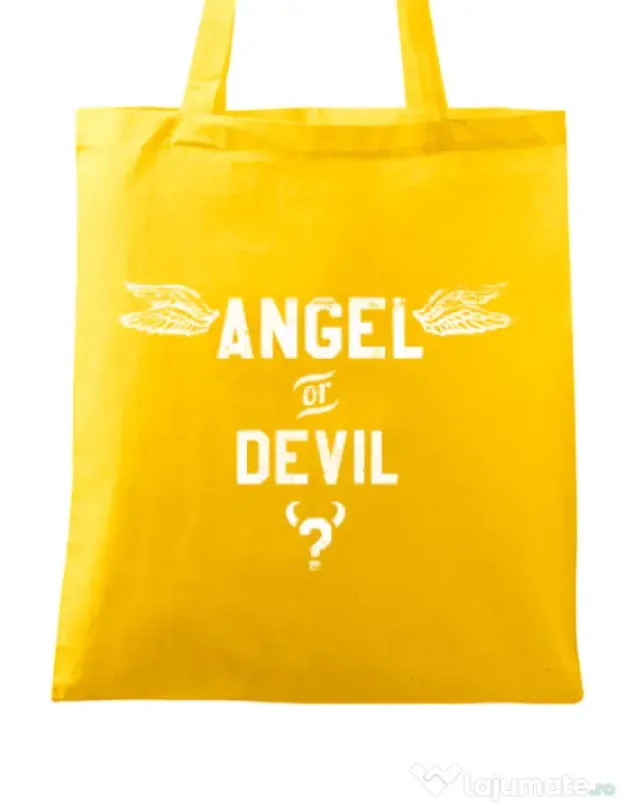 Sacosa din panza Angel or devil Galben