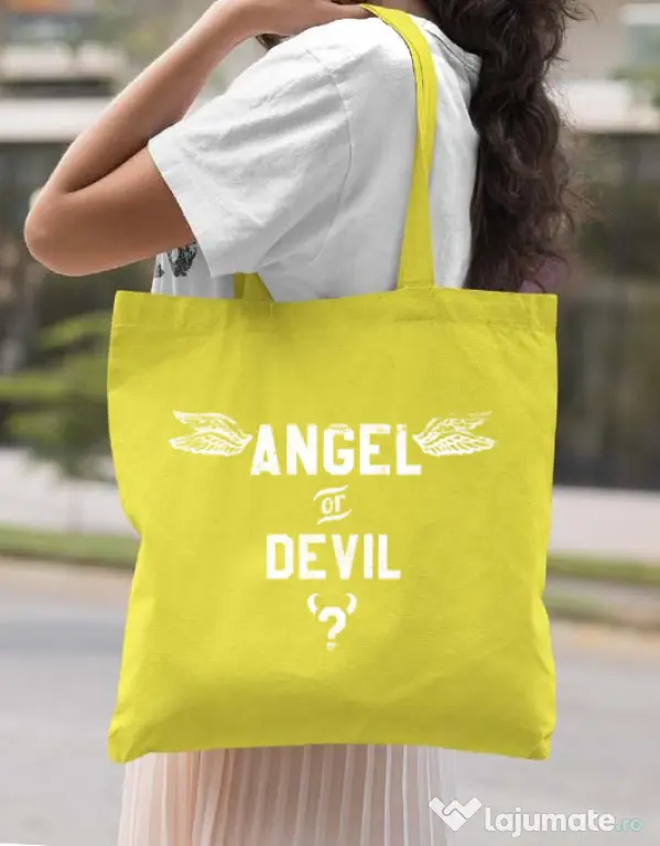 Sacosa din panza Angel or devil Galben