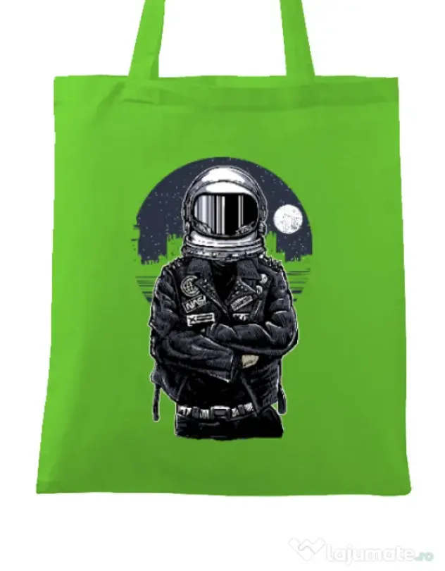 Sacosa din panza Astronaut rebel Verde mar
