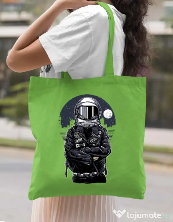 Sacosa din panza Astronaut rebel Verde mar