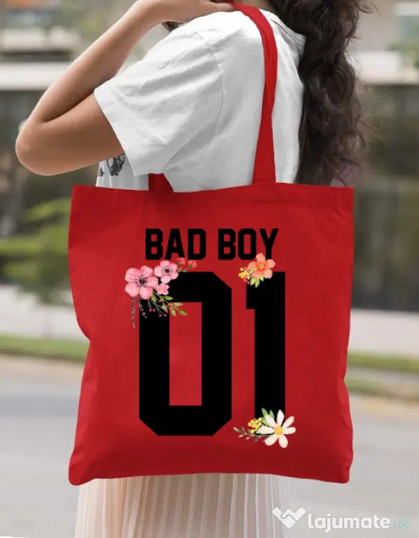 Sacosa din panza Bad boy Rosu