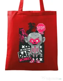 Sacosa din panza Bad monkey Rosu