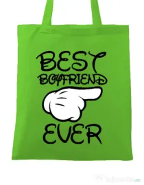 Sacosa din panza Best boyfriend ever Verde mar