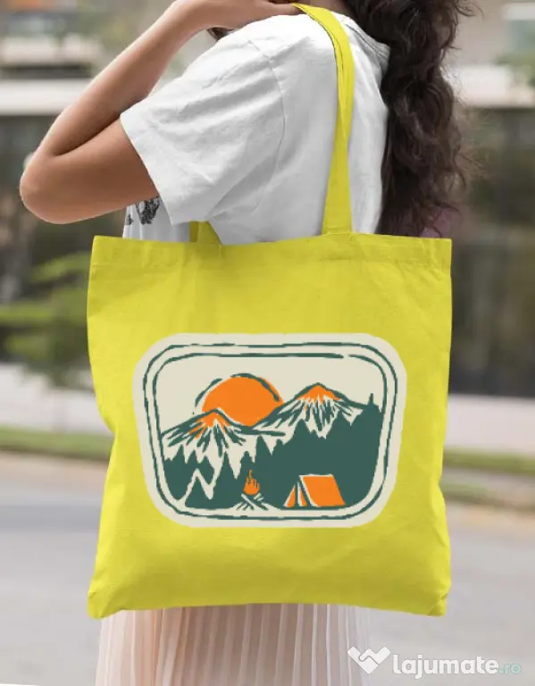 Sacosa din panza Camping badge Galben