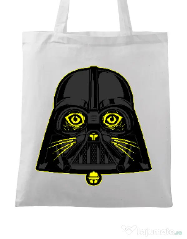 Sacosa din panza Cat Vader Alb
