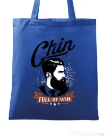 Sacosa din panza Chin full of win Albastru regal