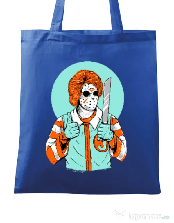 Sacosa din panza Clown killer Albastru regal