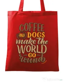 Sacosa din panza Coffee and dogs Rosu