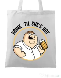 Sacosa din panza Drink til she is hot Alb