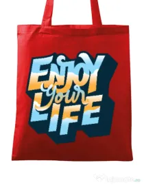 Sacosa din panza Enjoy your life Rosu