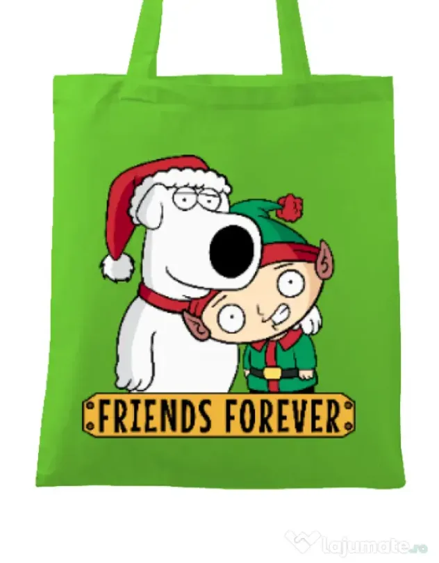 Sacosa din panza Friends forever Verde mar