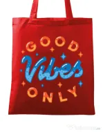 Sacosa din panza Good vibes only Rosu