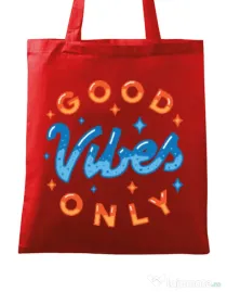 Sacosa din panza Good vibes only Rosu