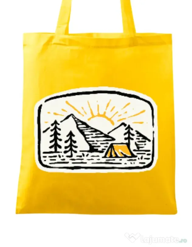 Sacosa din panza Hand drawn camp Galben